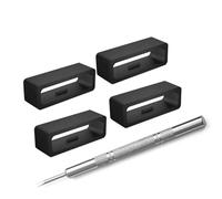 Elifel Watch Band Loop Fixing Rings 24mm, Rubber Watch Strap Keeper 4pcs with Tools,Security Connector Watch Bands Loops Secure Holder Fastener Ring Replacement for Smart Watch Accessories