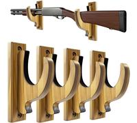 Elifinds Gun Stand Wall Mount Solid Wood Gun Holder Rifle Shotgun Hook for Vintage Gun Air Rifle Archery Bow Sword Horizontal Display (4 Pack)