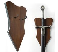 Elifinds Sword Wall Mount Adjustable Solid Wood Vertical Hanger for Axe Dagger Bow Medieval Gun Holder with Hardware (1 Piece, Large Size)