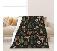 Elightvap Blanket Mushroom Fern Forest Plants Butterfly Blankets Warm Lightweight Throw Blanket All-Season for Couch Bed Man Women Girl 50"x60"