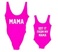 elightvap Family Matching Mother Child Letter Print Swimsuit Monokini Women Toldder Girl One Piece Bathing Suit Swimwear, Rose Red, Small