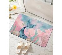 Elightvap Mermaid Tail Bathroom Mat Quick Drying Non Slip Bath Mats Absorbent,Bath Mat Quick Dry Bathroom Rug in Front of The Kitchen Sink, Shower Room, Bathtub,17 * 29.5 Inches
