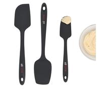 Elihome Chef Series 3 Piece Silicone Spatula Set - 600°F Heat Resistant Non Stick Rubber Kitchen Scraper Spatulas for Cooking, Baking, Mixing - BPA Free and LFGB Certified Silicone(Black)