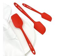 Elihome Chef Series 3 Piece Silicone Spatula Set - 600°F Heat Resistant Non Stick Rubber Kitchen Scraper Spatulas for Cooking, Baking, and Mixing - BPA Free and LFGB Certified Silicone (Red)