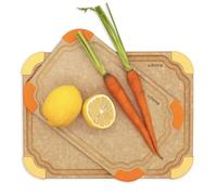 Elihome Premium Series 2-in-1 Kitchen Cutting Board Set, Non Slip Feet, Color Coded with Food Icon, Natural Wood Fiber, Dishwasher Safe, Eco-Friendly, Juice Grooves,Non Porous, BPA Free, Made in USA