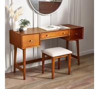 Elijah Retro Ash Wood Retro Ash Wood Dressing Table And Stool Set Auburn