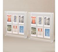 Elil Clear Polaroid Frame for Fujifilm Instax Film 8.3" x 7.6" Collage Picture Frame - Family and Wedding Double Glass Acrylic Floating Frame for Pressed Set of 2