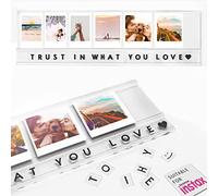 Elil Instax Mini Wall Frame 3.4" x 15.7" Acrylic Floating Frame With Personalized Message, Large Family Picture Frames Collage Wall Decor for Instax Mini, Square and Wide Films
