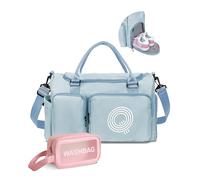 Elilier Gifts for Girls, Teen Girl Gifts Trendy Stuff, Initial Travel Duffel Bag, Tween Duffel Bag, Weekender Overnight Bag, Kids Sports Bag Dance Bag, Gifts for kids, light blue, Q