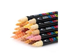 EliLunar Acrylic Paint Markers, 24 Skin Tone Markers - Dual Tip Art Pens with Brush & Fine Point for Rock Painting, Fabric, Canvas, Wood, DIY Crafts - Flesh Tone Craft Paint & Art Supplies