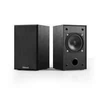 Elimavi Passive Bookshelf Speakers for Home Theater Surround Sound, Satellite Stereo Speakers with Classic Wood Grain for Record Player/Computer/TV, Wall Mountable, Cable Included, Black