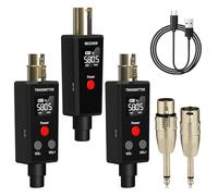 Elimavi Wireless Microphone System 2.4GHz Wireless Plug-on XLR Dual Transmitter & Receiver for Dynamic Mic,Mixer,PA System,2 Transmitters Connecting Microphones for Synchronous Transmission