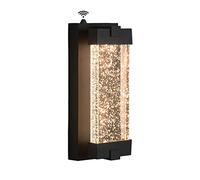 Elimegan Black Wall Sconce with K9 Crystal Bubble and Dusk to Dawn Sensor, Exterior LED Wall Mounted Light, Modern Porch Lantern, Light Fixture for Indoor and Outdoor