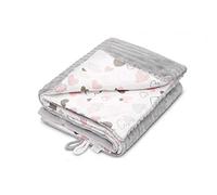 EliMeli Baby blanket, cuddly blanket, young crawling blanket, 75 x 100 cm, ultra-soft striped microfibre plush fabric made of cotton, high quality, ideal as a pram blanket (light grey - hearts)