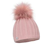 ELIMELI® Cashmere Hat Women's Winter Warm Knitted Wool Hat Winter Hat with Faux Fur Bobble Slouch Knitted Beanie Women for Winter Bobble Hat Made in EU, pink, One Size Fits All