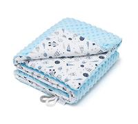 EliMeli Minky Baby Blanket Cuddly Blanket Crawling Blanket Super Soft Minky Polar Fleece Cotton Filling 75 x 100 High Quality (Blue Rabbits)