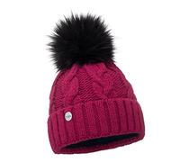 ELIMELI® Winter Hat Women's Hat with Fur Bobble Fleece Lining - Warm Women's Bobble Hat Knitted Hat - Winter Hat with Faux Fur Bobble - Slouch Knitted Beanie Made in EU, fuchsia, One Size Fits All
