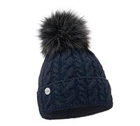 ELIMELI® Women's Winter Hat, Warm Knitted Winter Hat with Bobble, Slouch Knitted Beanie for Winter, Bobble Hat Made in the EU, Choice of Colours, 15568, navy, One Size Fits All