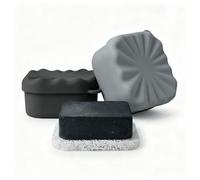 Elimeta 2 Pack Silicone Soap Dish with Lid, Square Leak-Proof & Shockproof Soap Holder, Thick Durable Soap Case for Bathroom & Travel, Perfect for Dr. Squatch Natural Bars (Black/Grey)