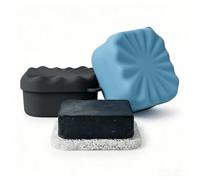 Elimeta 2 Pack Silicone Soap Dish with Lid, Square Leak-Proof & Shockproof Soap Holder, Thick Durable Soap Case for Bathroom & Travel, Perfect for Dr. Squatch Natural Bars (Black/Blue)