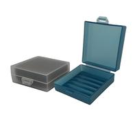 Elimeta Soap Holder 2 Pack, Shower Bar Case Fit Dr Squatch, Waterproof Travel Container with Lid, Square Bathroom Soap Dish Box for Camping, Gym and Outdoor Traveling (Blue/Clear)