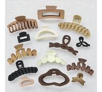 Elina 6 Pcs Hair Claw Clips Clutcher Set for Girls, Women Large Medium Small Sizes Pack, Jumbo Matte Color For Thick Thin Long Hair, Strong Grip Big Barrette Accessories (Pack of 6 Mix Design)