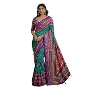 Elina fashion Women's Ready to Wear One Minute Pre Pleated Indian Saree With Unstiched Blouse Piece, Purple, One size