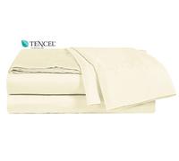 ELINEN 100% Tencel Sheet Set - Queen Size 4 Piece Sheets with Deep Pockets up to 18 Inches - Luxuriously Cooling, Super Soft & Silky Sateen Weave Lyocell Bed Sheets in Ivory (Queen)