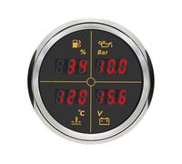 ELING 52MM 2'' Digital Multifunction Gauge Fuel Level Oil Pressure Water Temperature 12V 24V with 8 Colors Backlight for Truck SUV