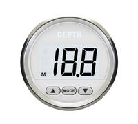 ELING 52mm Digital Depth Gauge 2'' Meter Indicator with Transducer with White Backlight for Yachts Fishing Boats (white+stainless steel)