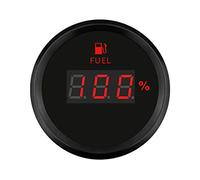 ELING 52mm Digital Fuel Tank Level Gauge 0-5V Signal Waterproof Meter Indicator with Backlight 12V 24V for Car Motorcycle Vessel (black+black)