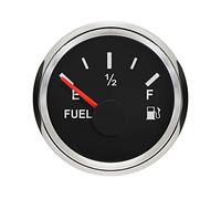 ELING 52mm Fuel Level Gauge 0-90ohm With Red Backlight Universal for Car Trucks Yachts 12V 24V Waterproof (black&stainless steel)