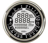 ELING 6-in-1 Multi-functional Gauge Meter GPS Speedometer Tachometer Hour Water Temp Fuel Level Oil Pressure Voltmeter 10Bar 12V 3-3/8 inches(85mm) With Backlight