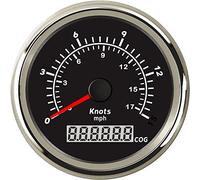 ELING 85mm GPS Speedometer 0-15Knots 0-17MPH Speed Gauge COG with Red Backlight for Boats Ships (0-15knots BS)