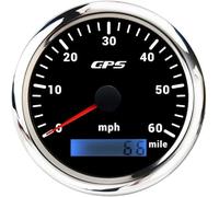 ELING 85mm GPS Speedometer 0-60MPH with GPS Antenna with 7 Colors Backlight for Car Motorcycle Boat (0-60MPH BS)