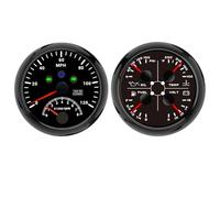 ELING 85mm GPS Speedometer with Tachometer Engine REV Counter with 4in1 Multifunction Gauge Fuel Level Oil Pressure Water Temp Voltmeter with Alarm Backlight for Vessels Yachts