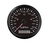 ELING GPS Speedometer 0-160MPH Odometer 999999miles 85mm 9-32V Red/Yellow Backlight with Indicating Light for Car Boat Motorcycle (black&nickel)