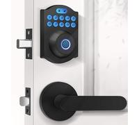 eLinkSmart Keyless Entry Door Lock Deadbolt with Handle Set, Fingerprint Door Lock with Door Knob Lever, Biometric Electronic Automatic Smart Digital Keypad Code Combination Door Lock for Front Door