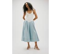 Elio Denim Midi Dress at Free People in Ivory Combo, Size: Large - female