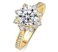 Elio Passero Moissanite Engagement Ring for Women 925 Sterling Silver Big Flower Shape Engagement Ring Moissanite Ring D Color VVS1 Wedding Rings Moissanite Rings 0.5/1.5/2/3 Ct, 6, Sterling Silver
