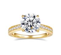 Elio Passero Moissanite Engagement Ring for Women, Engagement Ring for Women 925 Sterling Silver 18K Yellow/White Gold Plated, D Color VVS1, Moissanite Wedding Ring, 7, Gemstone, Imitation moissanite