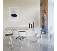 Elio - Premium white terrazzo and metal rectangular table, seats 4-6 White