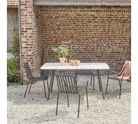 Elio - Rectangular garden table in premium terrazzo and brown metal, seats 4 to 6 people. Brown