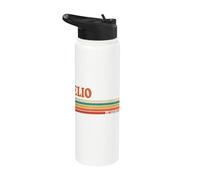 Elio Retro Personalized First Name Vintage Stripes Stainless Steel Insulated Water Bottle