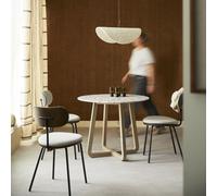 Elio - Round table in premium terrazzo and solid acacia - seats 4 Brown