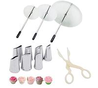 Elionless Stainless Steel 7pcs Cake Decorating Tool Kit with 3pcs Flower Nails, 1 Flower Lifter and 7 Icing Piping Nozzles for Cake, Cookies, Dessert Making