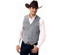 Elionm Men's Suede Leather Vest Casual Cowboy Western Vests Mens Waistcoat, Grey, X-Large