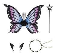 EliphonTowne 4PCS Fairy Wings and Wand - Beautiful & Lightweight Butterfly Costume Kids/Teen/Slim Adult, Butterfly Wings, Fairy Costume for Role-Playing/Halloween/World Book Day/Easter Dress Up