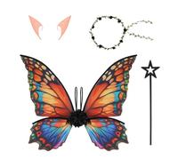 EliphonTowne 4PCS Fairy Wings and Wand - Beautiful & Lightweight Butterfly Costume Kids/Teen/Slim Adult, Butterfly Wings, Fairy Costume for Role-Playing/Halloween/World Book Day/Easter Dress Up