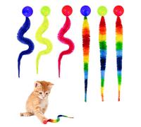 EliphonTowne 6PCS Wiggly Worm Cat Toys - Colorful Cat Balls Toy, Cat Toys for Indoor Cats Adult, Interactive Cat Toy, Furry Tail Kitten Toys for Indoor Cats, Fun Exercise & Bonding Tool